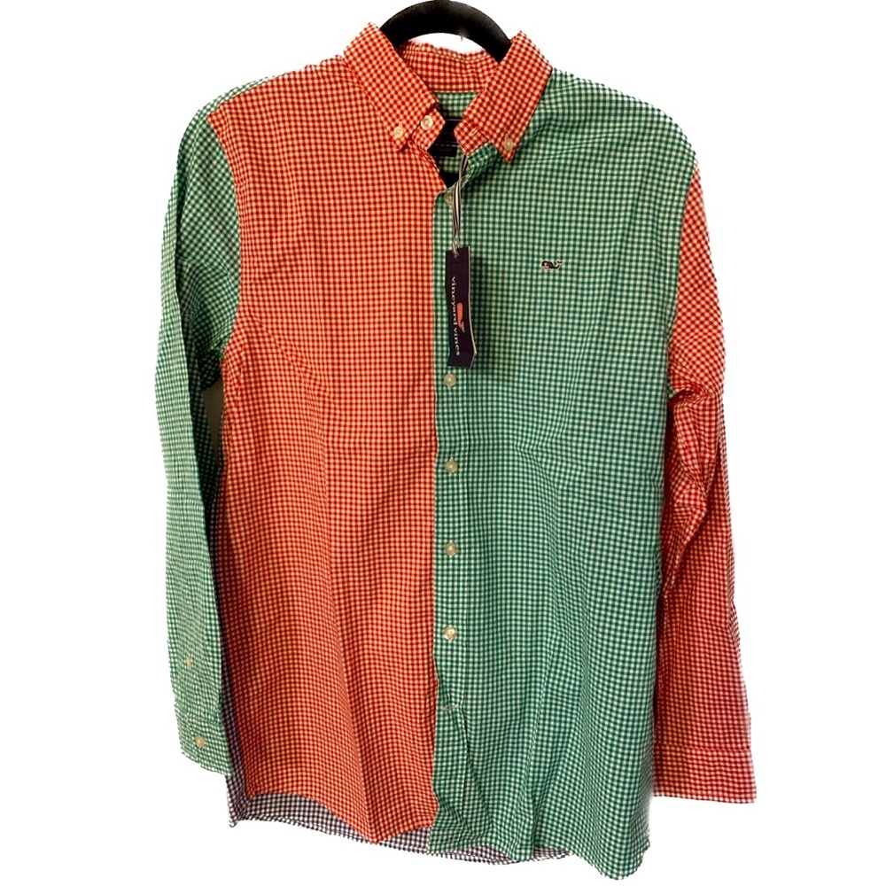 NEW with Tags Boys Vineyard Vines Whale Shirt Party Gingham size XL (18)